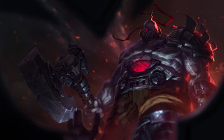 Demonic axe flames smoke red - a large axe free wallpaper