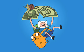 Cartoon girl jumping money blue - altermodern free wallpaper