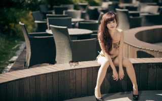 Woman bikini ledge outdoors jewelry - chair free wallpaper