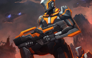 Space suit man robot planets - a man in a suit holding free wallpaper