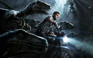 Man motorcycle dinosaur forest flashlights - a motorcycle next free wallpaper