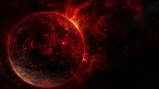 Red planet star fire moon - free space wallpaper