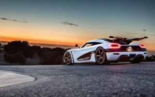 White sports car sunset bike - a bike free wallpaper