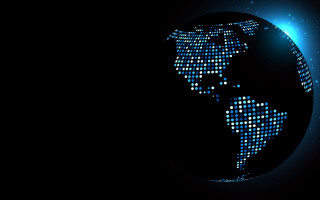 Blue globe hologram night sky - global illumination free wallpaper