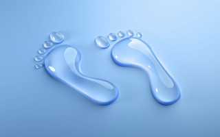 Footprints water bubbles ambient occlusion - blue background free wallpaper