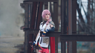 Pink hair bridge gun cosplay - final free wallpaper for desktop