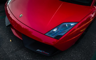 Red sports car parking meter - the side of the road free wallpaper