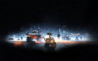 Robot street night city lights - a robot free wallpaper