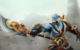 Blue man sword helmet mountain - his head and a sword free wallpaper