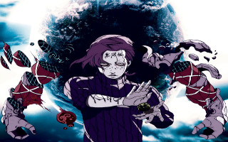 Purple haired woman planet space - free aesthetic wallpaper for desktop