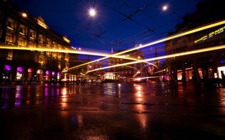 City street night lights anamorphic - the street free wallpaper