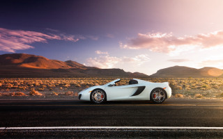 White sports car desert mountains 6 - a road in the desert free wallpaper