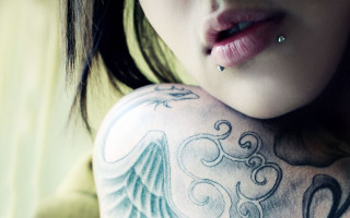 Gothic woman tattoo lip nose - tattoo free wallpaper
