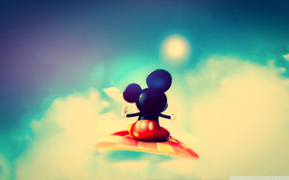 Mickey mouse surfboard sky clouds - a mickey mouse free wallpaper