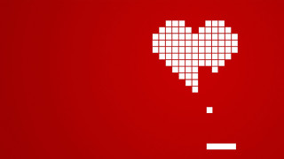 Heart squares red background white - pixel art free wallpaper