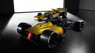 Yellow race car panfuturism rendering - a black floor free wallpaper