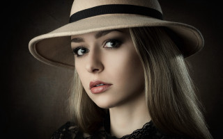 Woman hat blackdress lace portrait - her shirt free wallpaper
