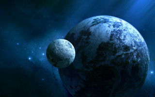 Blue planet two smaller planets 3 - two smaller planet free wallpaper