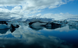 Iceberg mountains lake sky beach - ice free wallpaper