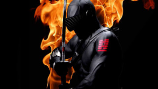 Flaming sword man cobra fire - a black outfit holding free wallpaper