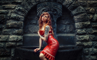 Red dress fountain tattoo gothic - pre free wallpaper
