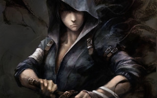 Hood knife dragon anime fantasy - a dragon in the background free wallpaper