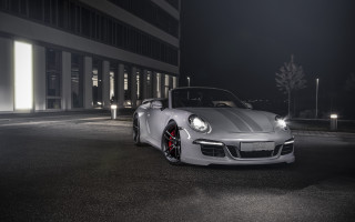 White sports car night parking 4 - a white sports car free wallpaper