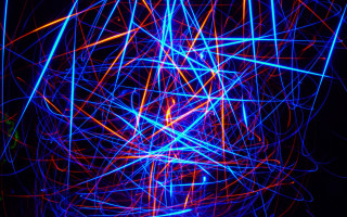 Blue red lights holography ferris - chiharu shiota free wallpaper