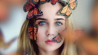 Butterfly portrait fairy blurry blue - eva frankfurther free wallpaper