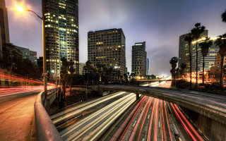 Elbridge burbank night cityscape bridge - long exposure free wallpaper for desktop