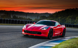 Red sports car race track 49 - a red sky in the background free wallpaper