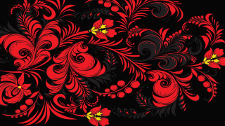 Red black floral yellow bug - floral free wallpaper