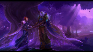Forest couple glowing armor shaking - hand free wallpaper for desktop