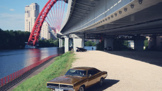 Car bridge river mountain scenery - a river and a bridge free wallpaper for desktop