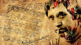 Man beard flowers head handwritten - letter free wallpaper for desktop