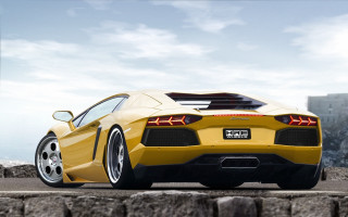 Yellow sports car street stone - unreal engine free wallpaper for desktop