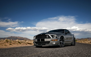 Silver mustang desert road clouds - eddie mendoza free wallpaper