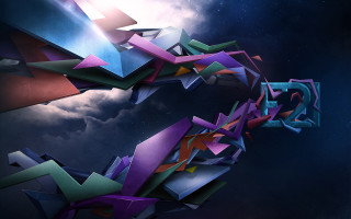 Colorful abstract sky clouds 3d - geometric free wallpaper