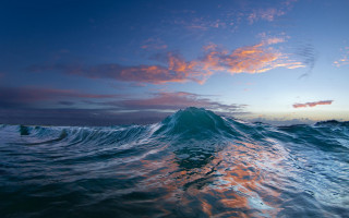 Large wave sunset ocean clouds - a large wave free wallpaper for desktop