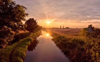 River countryside sunset cloudy sky - alexander brook free wallpaper