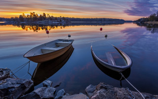 Boats rocks dock sunset ocean - a couple of boats free wallpaper