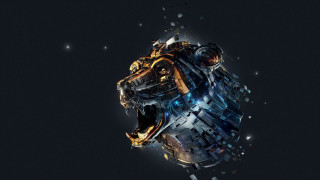 Futuristic dog head lights space - behance hd free wallpaper for desktop