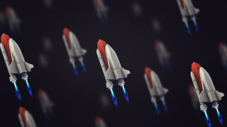Small rockets flying formation red - the air together free wallpaper