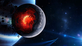 Red black space planet stars - planet free wallpaper for desktop