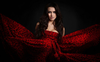 Woman red dress black background - araceli gilbert free wallpaper