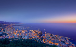 City ocean mountains night lights - the ocean and mountains free wallpaper