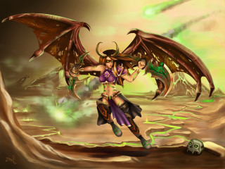 Woman dragon body wings flying - fantasy concept art free wallpaper