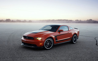 Red mustang parking lot fog - the distance in the distance free wallpaper