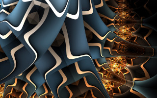 Blue gold abstract spiral fractals - abstract design free wallpaper