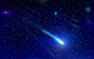 Blue sky stars shooting star - free space wallpaper